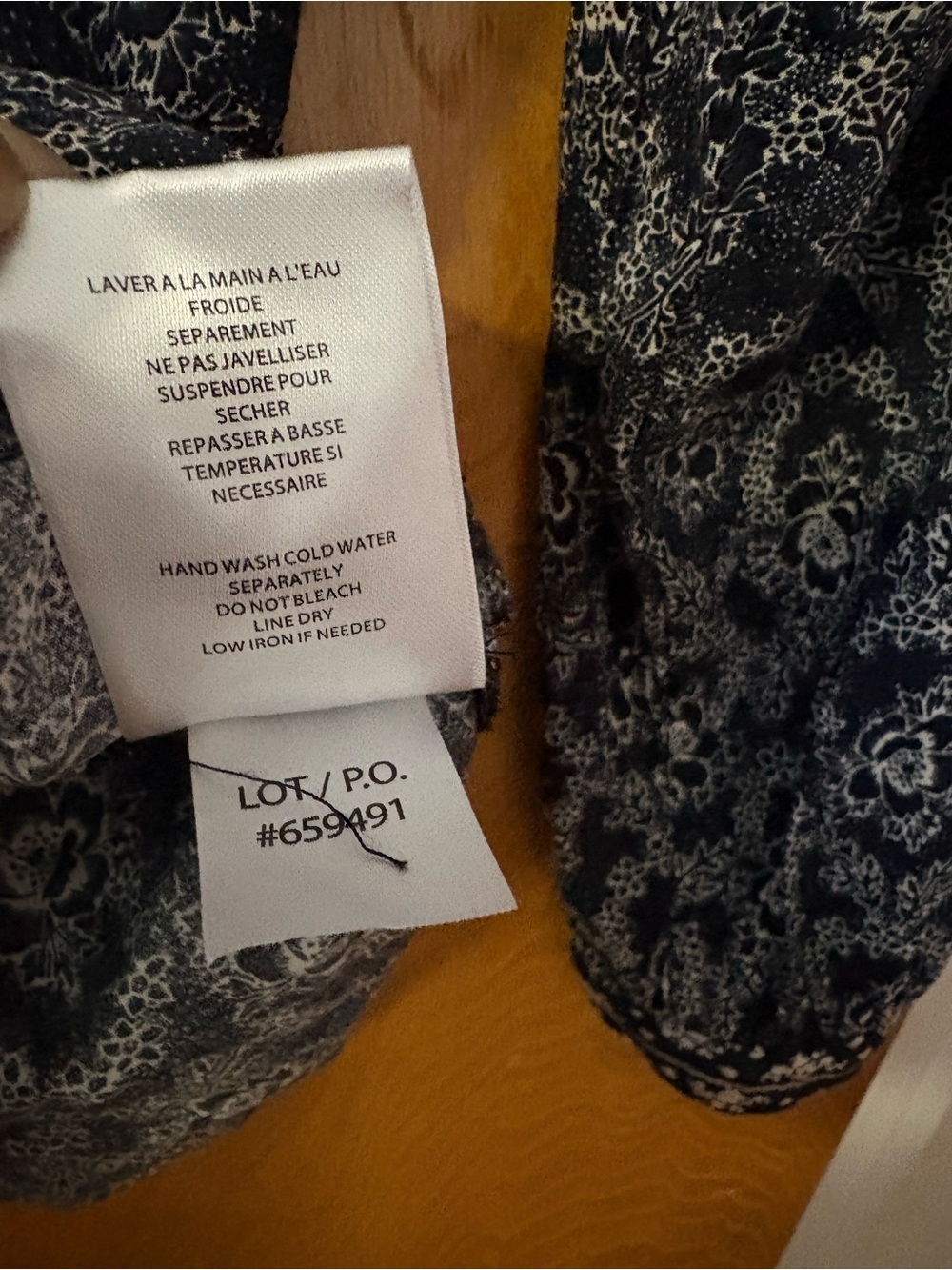 Tribal Boho Floral Mixed-Print V-Neck Women's Top - Navy L - Picture 8 of 11